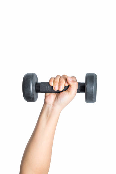 istock Body built for power dumbbell isolated on white background 1370809332