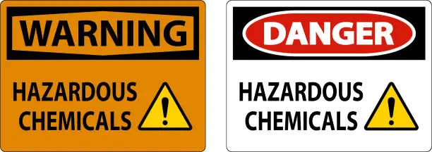Vector illustration of Hazardous Chemicals Sign On White Background