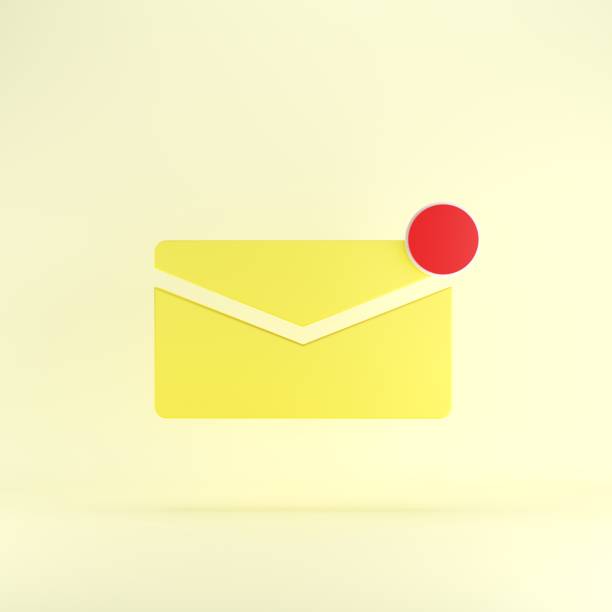 istock 3D Render yellow Mail icon symbol  floating envelope concept idea on yellow background. Minimal creative idea. 1370817688