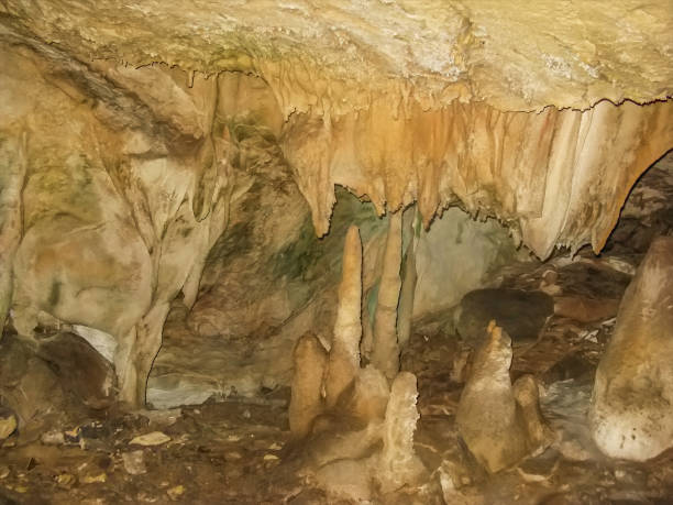 Abstract drawing of an underground cave with stalactites and stalagmites. Limestone karst formation. Travel and vacation concept. Digital painting. Abstract naturalism, relief pattern Abstract drawing of an underground cave with stalactites and stalagmites. Limestone karst formation. Travel and vacation concept. Digital painting. Abstract naturalism, relief pattern. digital underground stock pictures, royalty-free photos & images