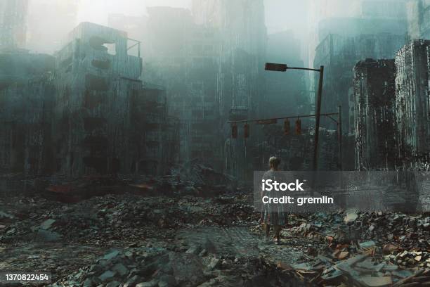 Apocalyptic City War Zone Stock Photo - Download Image Now - War, Apocalypse, City