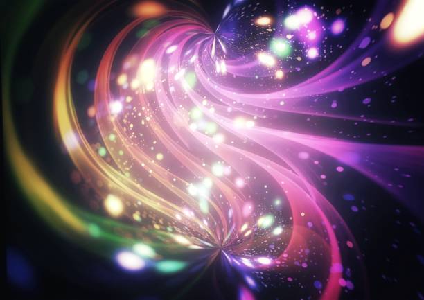 istock Abstract background swirling with colorful waves of light 1370823403