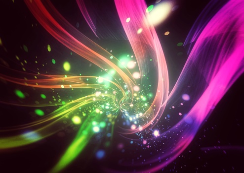 Abstract background swirling with colorful waves of light