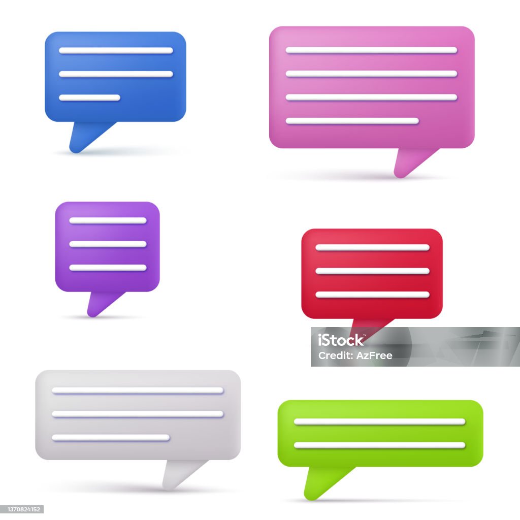 Speaking Message Box 3d Set Of Speech Bubbles Colorfull Chatting Box Message Box Vector ...
