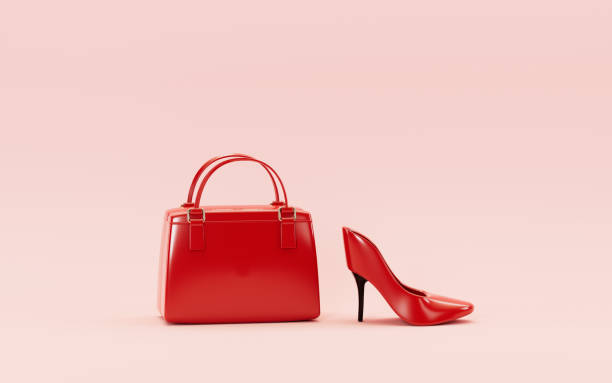 istock High-heeled shoes and handbags with pink background, 3d rendering. 1370827849