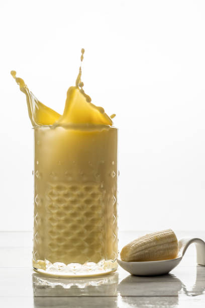 banana smoothie with fresh fruit and splash effect cookie