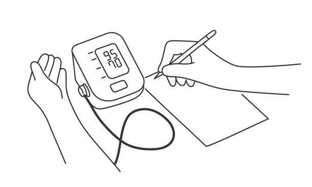 illustrations, cliparts, dessins animés et icônes de examen cardio de mesure de la pression artérielle. - blood pressure gauge medical exam healthcare and medicine equipment