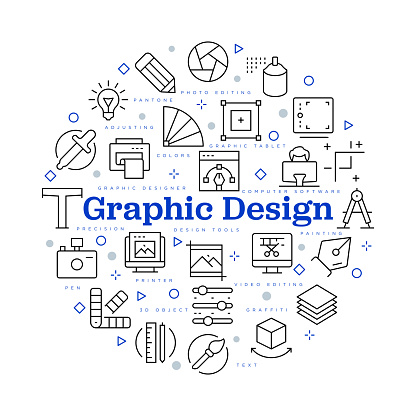 Graphic design concept. Vector design with icons and keywords