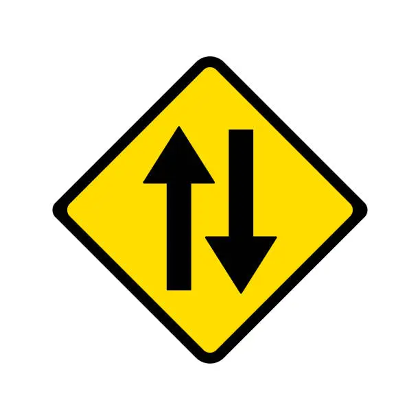 Vector illustration of Warning two way traffic sign vector.