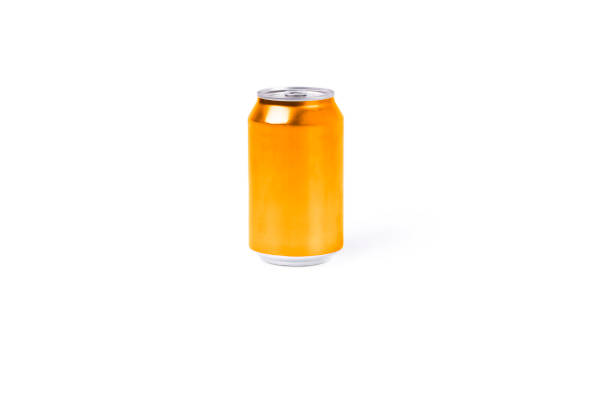 istock Orange aluminum can on a white background. Drink concept 1370834349