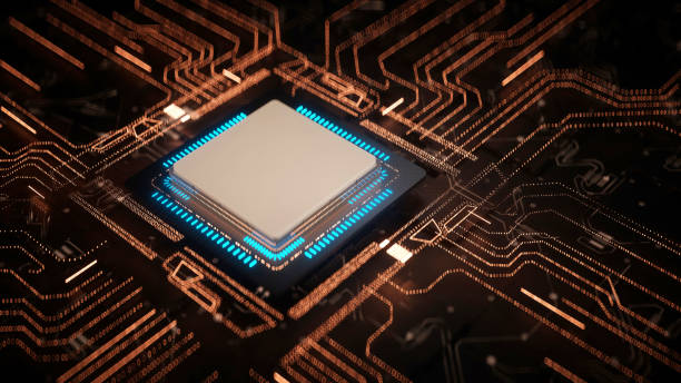 istock 3D rendering of cyberpunk AI. Circuit board. Technology background. Central Computer Processors CPU and GPU concept. Motherboard digital chip. Tech science background. 1370843541
