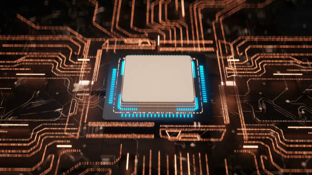 istock 3D rendering of cyberpunk AI. Circuit board. Technology background. Central Computer Processors CPU and GPU concept. Motherboard digital chip. Tech science background. 1370843556