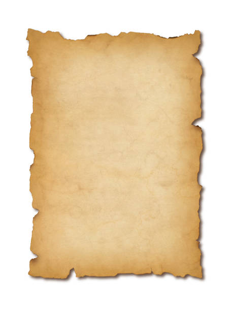 istock Old mediaeval paper sheet. Parchment scroll isolated on white with shadow 1370843640