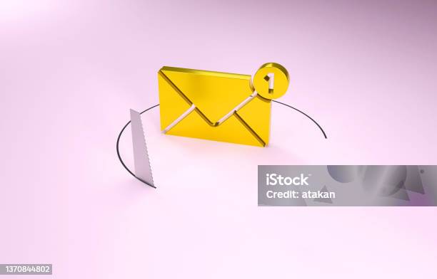 Mail Icon In Distress With A Handsaw Data Security Concept Stock Photo - Download Image Now