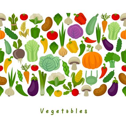 Seamless pattern of fresh vegetables.
