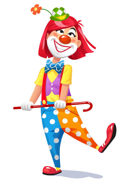 illustrations, cliparts, dessins animés et icônes de joyeuse danse de clown féminin - clown