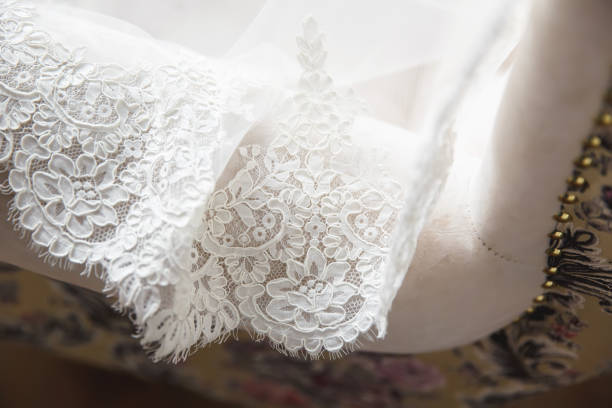 istock lace hem white wedding dress 1370855459