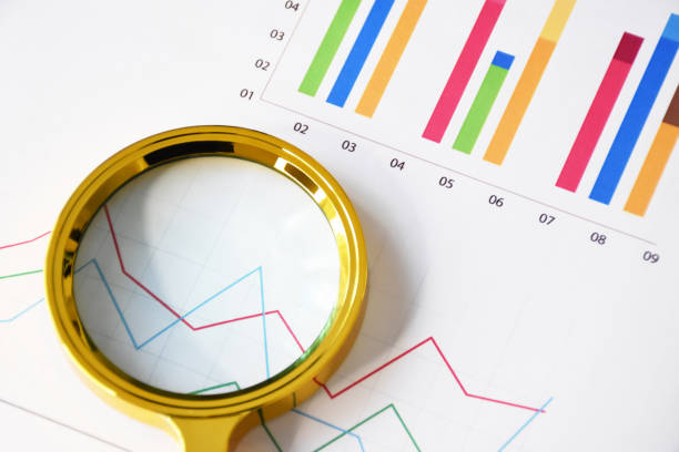 istock Business finance growth graphs with magnifying glass 1370856175