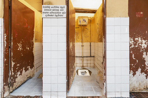 Colombo, Sri Lanka - February 04, 2020:Colombo train station toilet