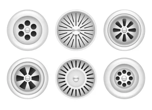 Vector illustration of Round kitchen sinks