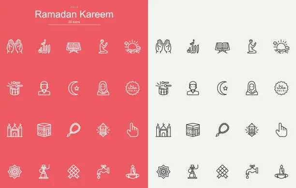 Vector illustration of Ramadan Kareem ,Islam , Islamic Line Icons Design