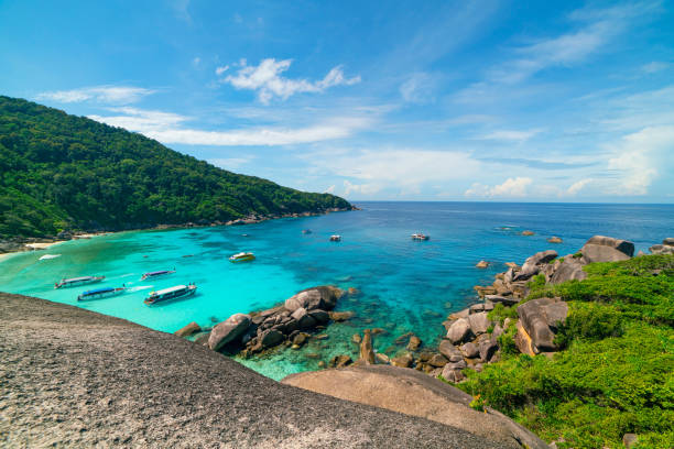 istock Beautiful sandy beach with wave crashing on sandy shore at Similan Islands Beautiful tropical sea Similan island No.8 at Similan national park, Phang nga Thailand 1370860475
