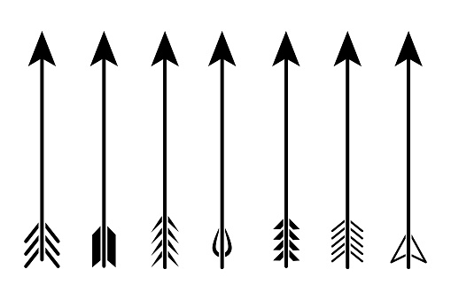 Bow arrows icon set on white background.