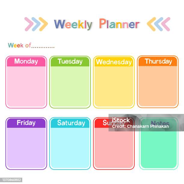 Colorful Weekly Planner Template Stock Illustration - Download Image Now - Infographic, Education, Week - iStock Colorful Weekly Planner Template Stock Illustration - Download Image Now - Infographic, Education, Week - iStock