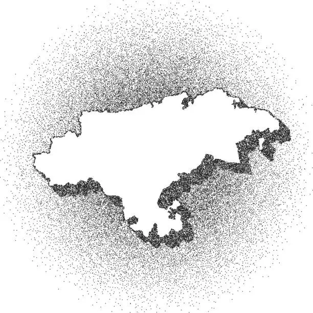 Vector illustration of Stippled Cantabria map - Stippling Art - Dotwork - Dotted style