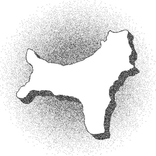 Vector illustration of Stippled Christmas Island map - Stippling Art - Dotwork - Dotted style