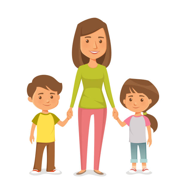 2,397 Mom And Two Children Illustrations & Clip Art - iStock | Mom and kids