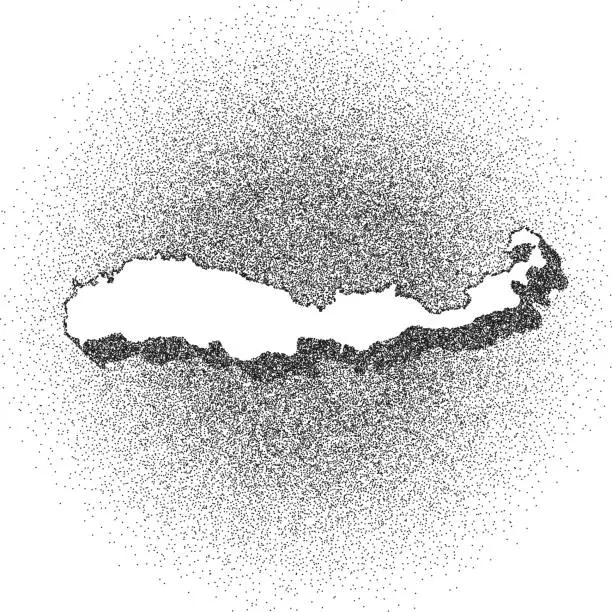 Vector illustration of Stippled Flores map - Stippling Art - Dotwork - Dotted style