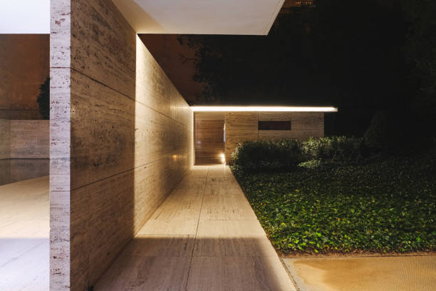 Barcelona, Spain- February 14: Barcelona Pavilion designed by Ludwig Mies van der Rohe