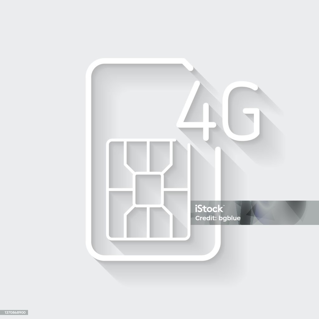 4G SIM card. Icon with long shadow on blank background - Flat Design White icon of "4G SIM card" in a flat design style isolated on a gray background and with a long shadow effect. Vector Illustration (EPS10, well layered and grouped). Easy to edit, manipulate, resize or colorize. Vector and Jpeg file of different sizes. 4G stock vector 4G SIM card. Icon with long shadow on blank background - Flat Design White icon of "4G SIM card" in a flat design style isolated on a gray background and with a long shadow effect. Vector Illustration (EPS10, well layered and grouped). Easy to edit, manipulate, resize or colorize. Vector and Jpeg file of different sizes. 4G stock vector