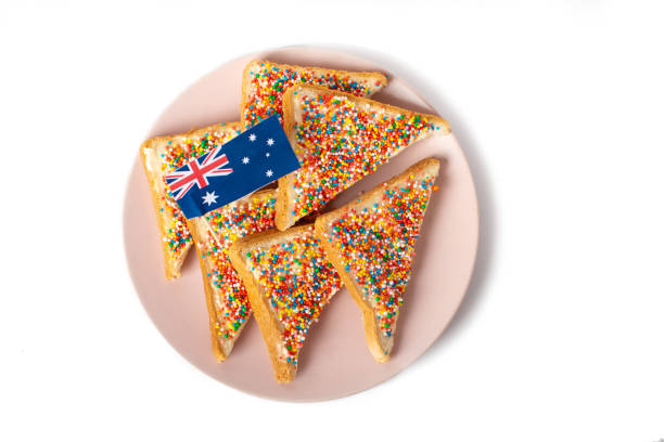 istock Traditional Australian fairy bread on plate isolated on white background 1370869137