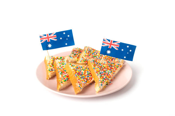 istock Traditional Australian fairy bread on plate isolated on white background 1370869138