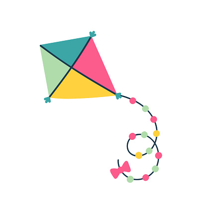 A kite in a trendy doodle style. Vector isolated clipart