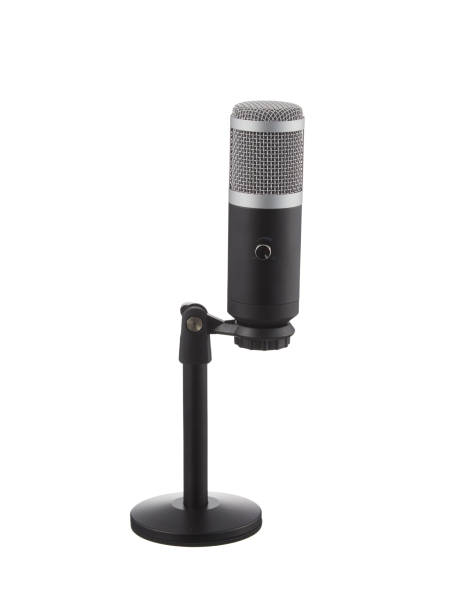 istock Microphone isolated on white background. Microphone with a desk stand. 1370870305