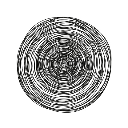 Chaotic line circle. Minimalism linear art sketch circular symbol. Vector isolated on white.