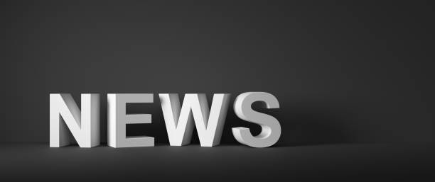 istock News white volumetric logo on a gray background. 1370872130