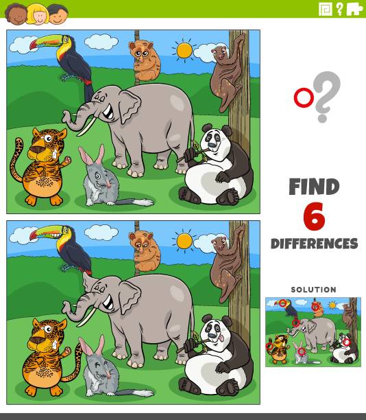 ilustrações, clipart, desenhos animados e ícones de diferenças jogo educacional com animais de desenho animado engraçado - bilby