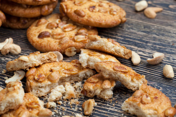 istock wheat-oatmeal cookies with peanuts, closeup 1370873226