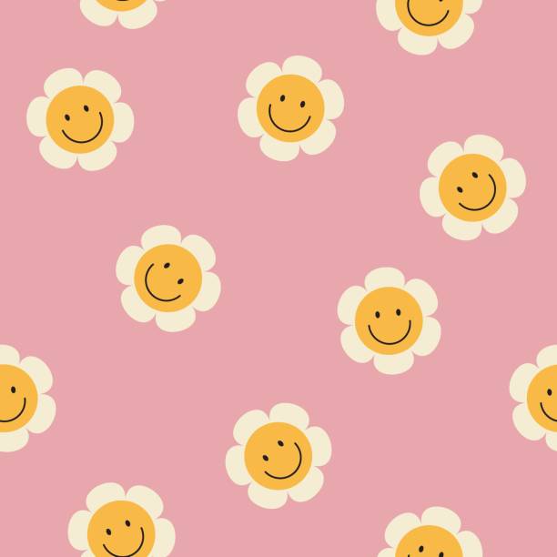 70s Seamless Vector Pattern With Vintage Daisy Flowers Stock Illustration -  Download Image Now - iStock