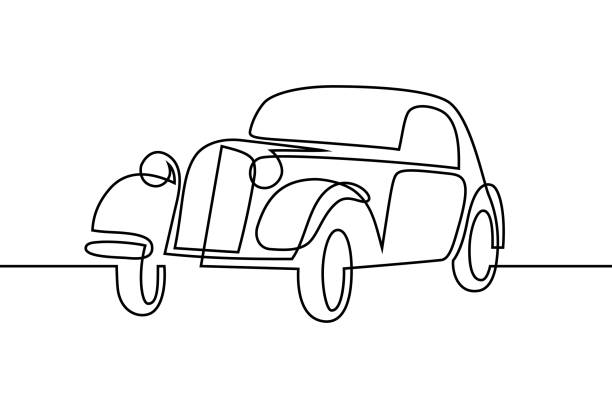 Vintage car vector art illustration