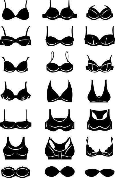 Underwear Bra Bra Types Vector Illustration. Woman underwear Icon Set. bra stock illustrations