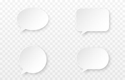 vector speech bubbles. Set of speech bubbles on isolated transparent background. Speech, dialogue, communication, comics.