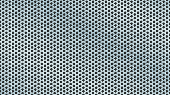 Perforated metal grid with circular holes