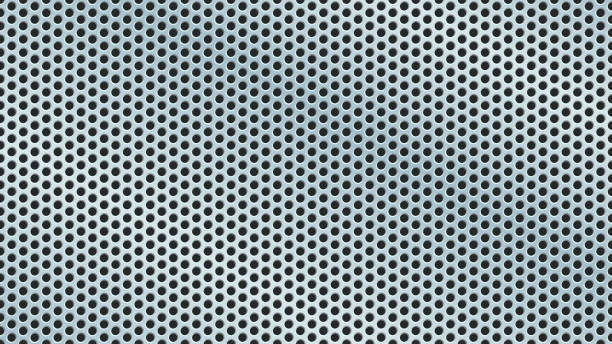 Perforated metal grid with circular holes Perforated metal grid with circular holes metal grate stock illustrations