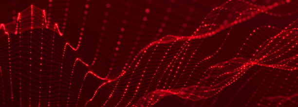 istock Futuristic wave on dark background. Colored pattern of connection dots and lines. Technology or Science Banner. 3D 1370884567
