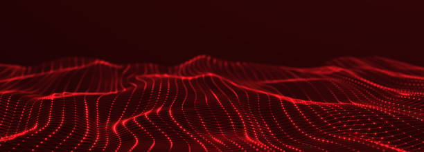 istock Futuristic wave on dark background. Colored pattern of connection dots and lines. Technology or Science Banner. 3D 1370884577